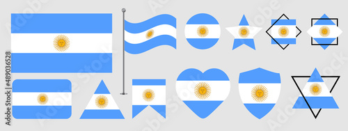 Argentina flag design. Argentina national flag vector design set. Argentina flag vector illustration