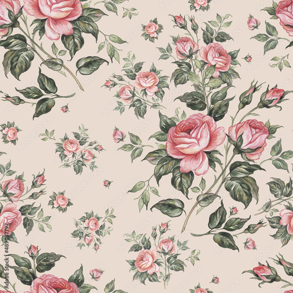 custom made wallpaper toronto digital Floral abstract print beautiful drawn roses