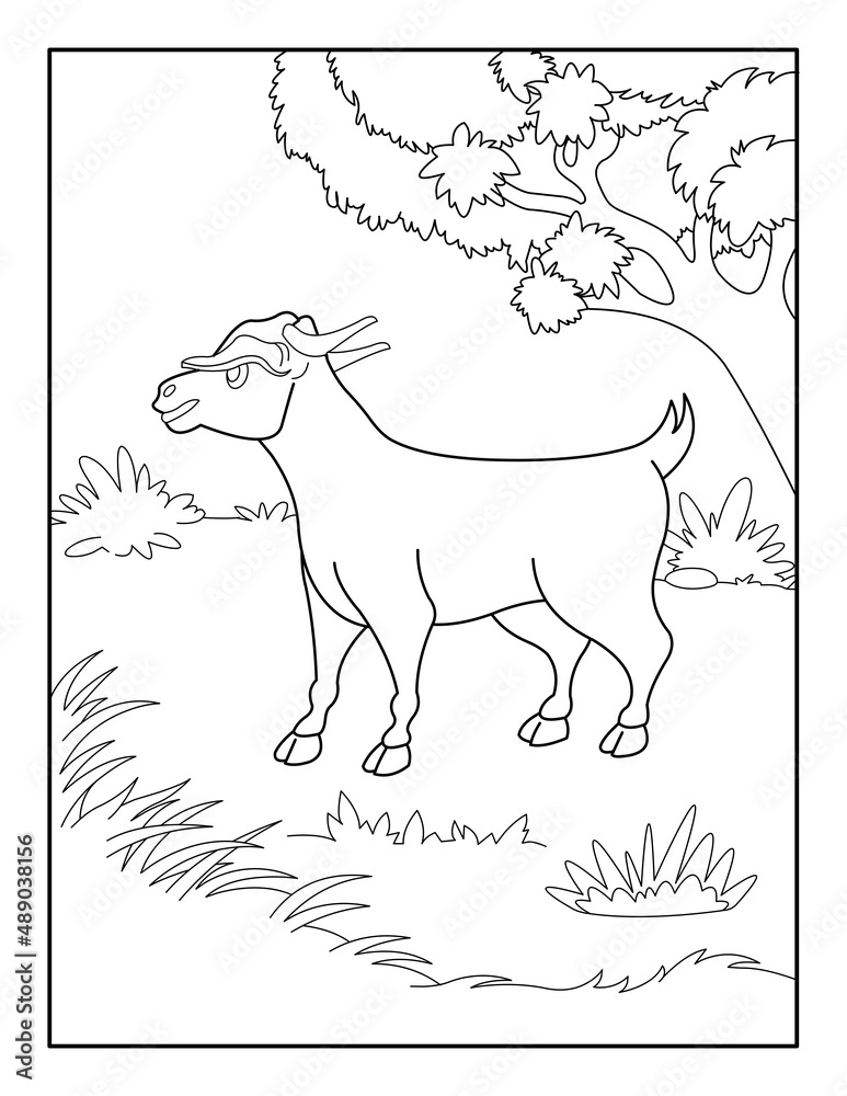GoatColoring Page for kids. Goatcoloring book for relax and meditation.