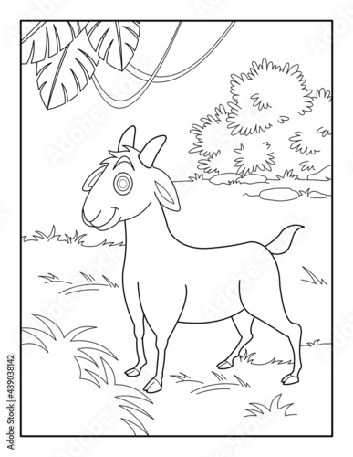 GoatColoring Page for kids. Goatcoloring book for relax and meditation.