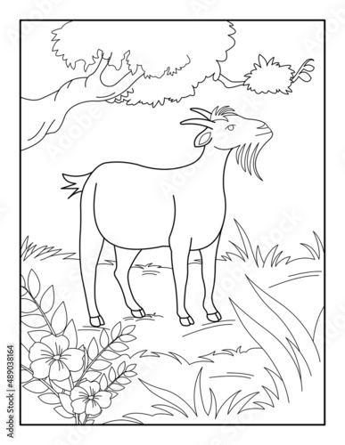 GoatColoring Page for kids. Goatcoloring book for relax and meditation.