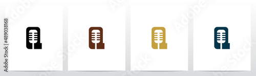 Microphone On Letter Logo Design Q