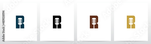 Microphone On Letter Logo Design R