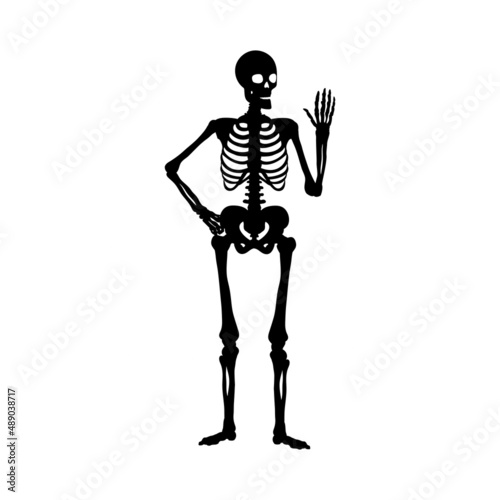 Silhouette human skeleton greeting. Symbol Halloween.