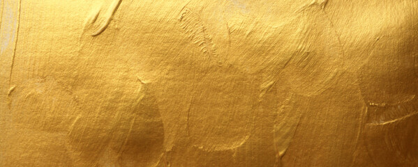 Abstract gold (bronze) glittering color surface. Paint smear brushstroke horizontal copy space stain texture background.