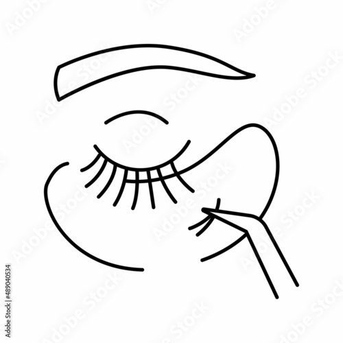 applying eyelashes line icon vector illustration
