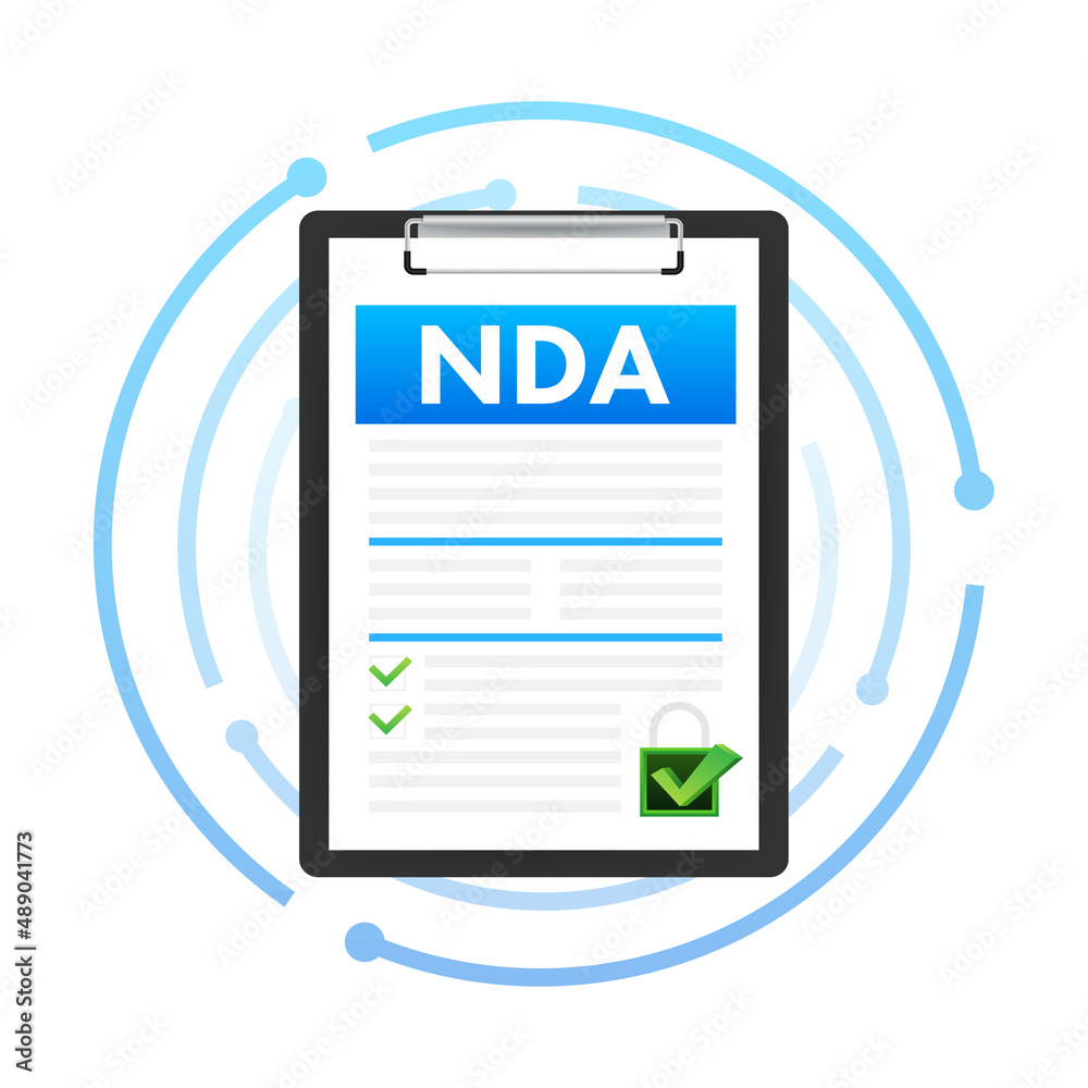 NDA Document, Non disclosure agreement, Privacy document. Vector stock illustration. NDA Document, Non disclosure agreement, Privacy document. Vector stock illustration.