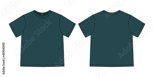 Apparel technical sketch unisex t shirt. T-shirt design template.