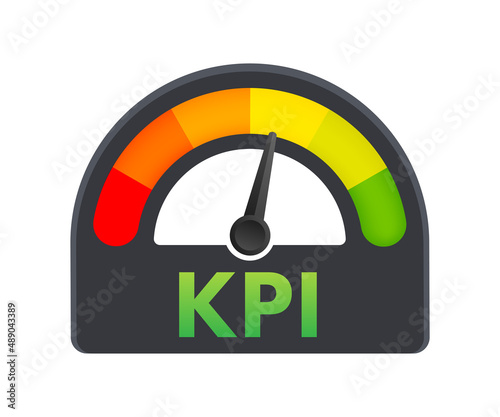 KPI Key Performance Indicator. Measurement, Optimization, Strategy. Vector illustration