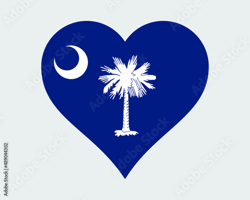 South Carolina USA Heart Flag. SC US Love Shape State Flag. Palmetto State United States of America Banner Icon Sign Symbol Clipart. EPS Vector Illustration.