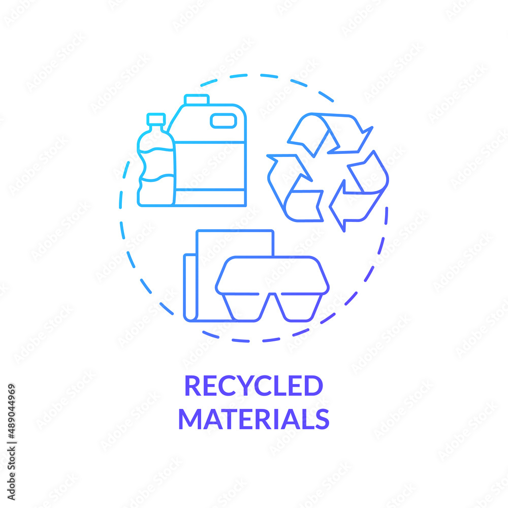 Recycled materials blue gradient concept icon. Circular economy ...