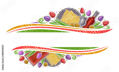 Fotografie, Obraz Vector Border for Passover with copyspace for text, decorative horizontal coupon