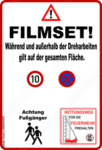 Hinweise für Dreharbeiten am Filmset