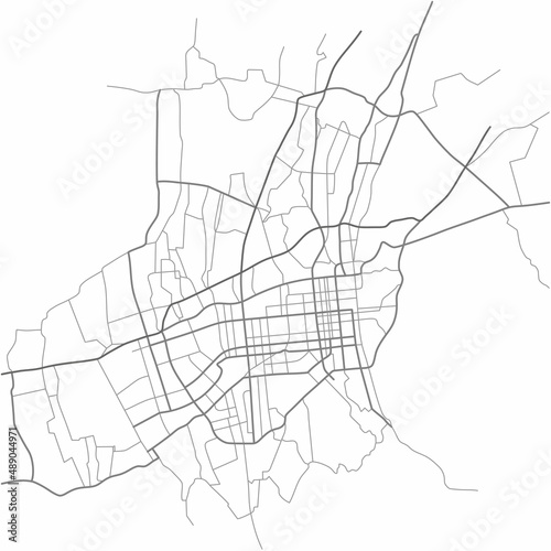Alma-Ata city map (Kazakhstan) - town streets on the plan. Monochrome line map of the  scheme of road. Urban environment, architectural background. Vector 
