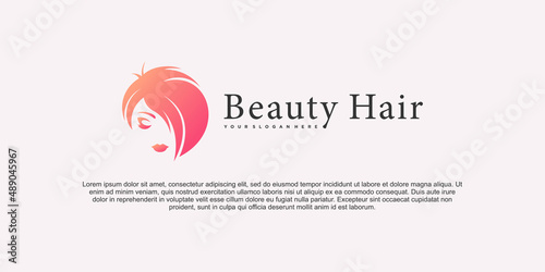 Minimalist beauty hair salon logo design template  Premium Vector