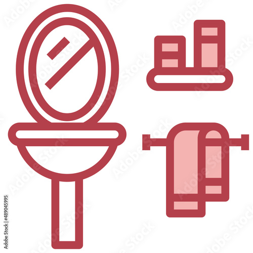 BATHROOM red line icon,linear,outline,graphic,illustration