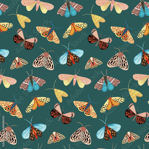 Pattern with large butterflies by hand photo