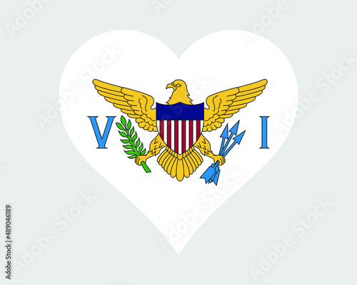 United States Virgin Islands Heart Flag. US Virgin Island Love Shape Flag. USVI VI Banner Icon Sign Symbol Clipart. EPS Vector Illustration. photo