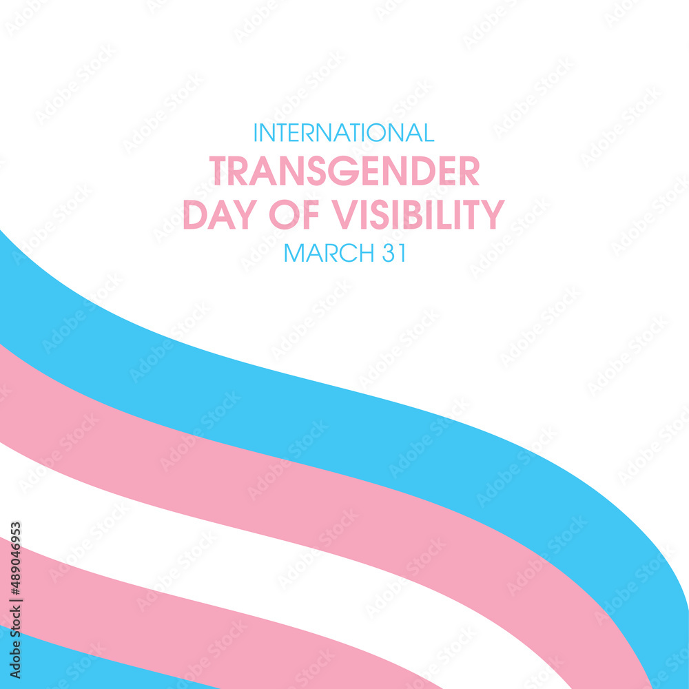 International Transgender Day of Visibility vector. Waving transgender flag isolated on a white background. Transgender Day of Visibility Poster, March 31. Important day - obrazy, fototapety, plakaty 