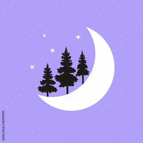 Moon with Christmas trees
