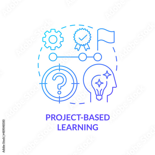 Project based learning blue gradient concept icon. Lifelong learning. Adult education theories and forms abstract idea thin line illustration. Isolated outline drawing. Myriad Pro-Bold fonts used