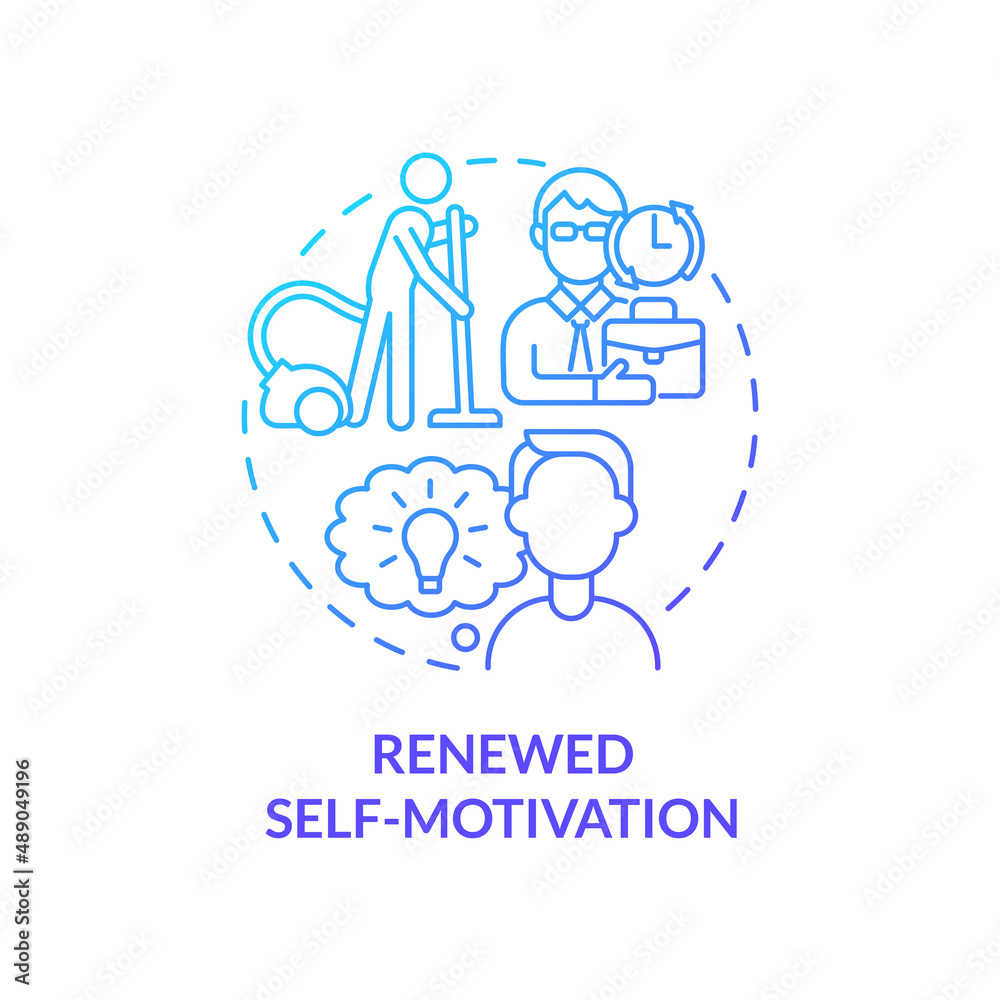 Renewed self-motivation blue gradient concept icon. Incentive and inspiration. Lifelong education benefits abstract idea thin line illustration. Isolated outline drawing. Myriad Pro-Bold fonts used