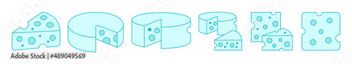 cheese and bread rolls, vector icons