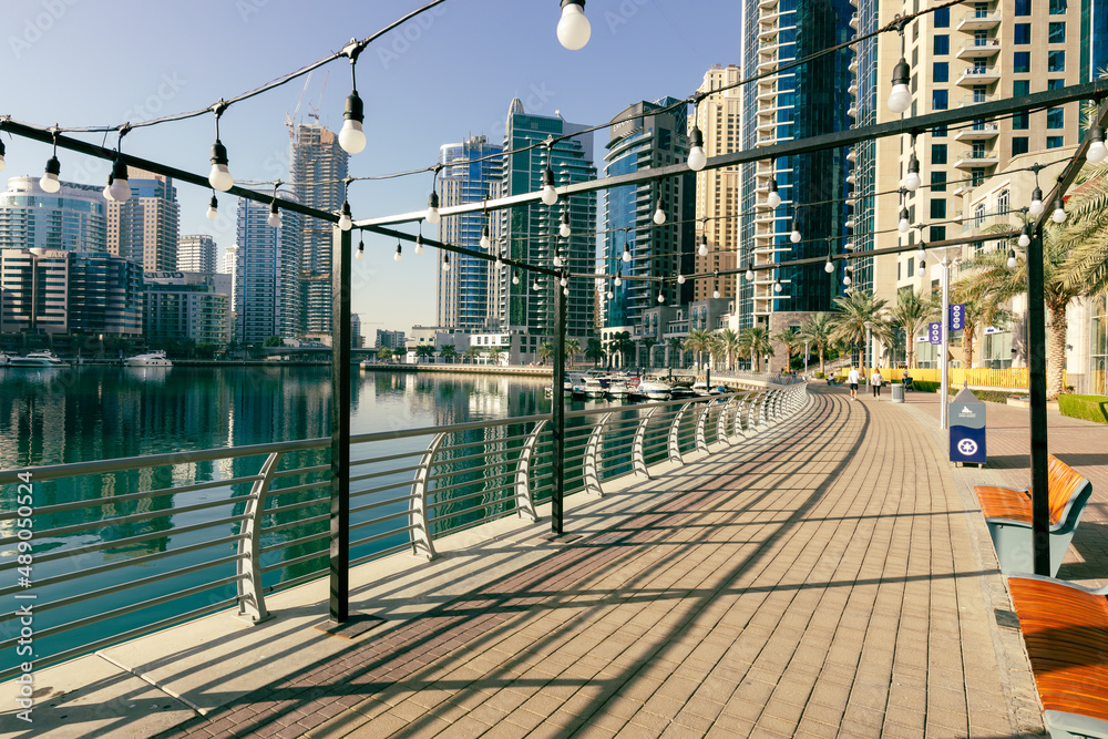 Fototapeta premium Modern luxury skyscrapers of Dubai Marina, United Arab Emirates. Middle East. 