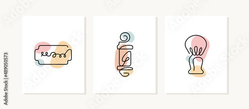 Barber Shop one line illustrations