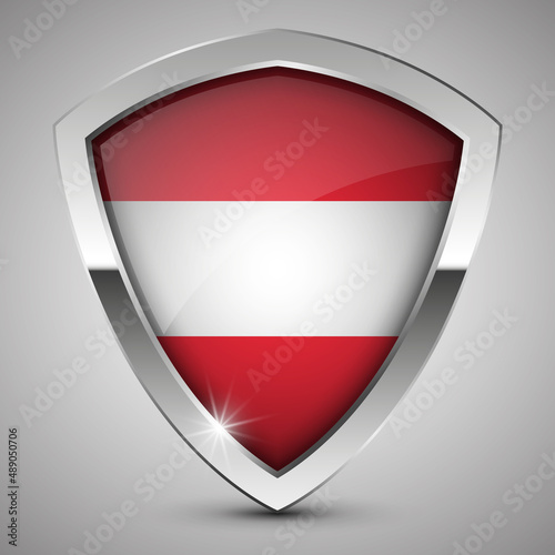 EPS10 Vector Patriotic shield with flag of Austria. Free Download EPS10 Vector Patriotic shield with flag of Austria. - GFXLoad