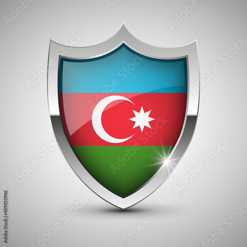 Free Download EPS10 Vector Patriotic shield with flag of Azerbaijan. - GFXLoad