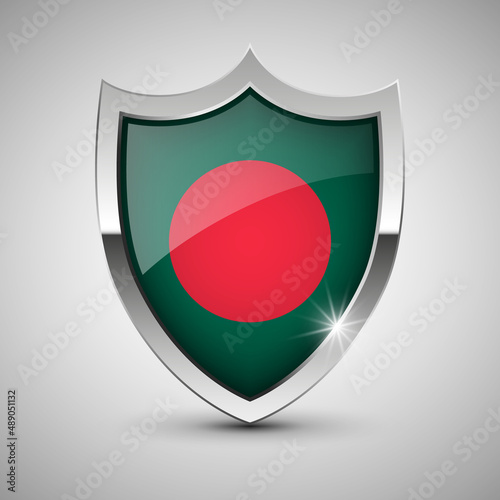 Free Download EPS10 Vector Patriotic shield with flag of Bangladesh. - GFXLoad