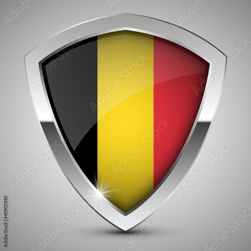 Free Download EPS10 Vector Patriotic shield with flag of Belgium. - GFXLoad