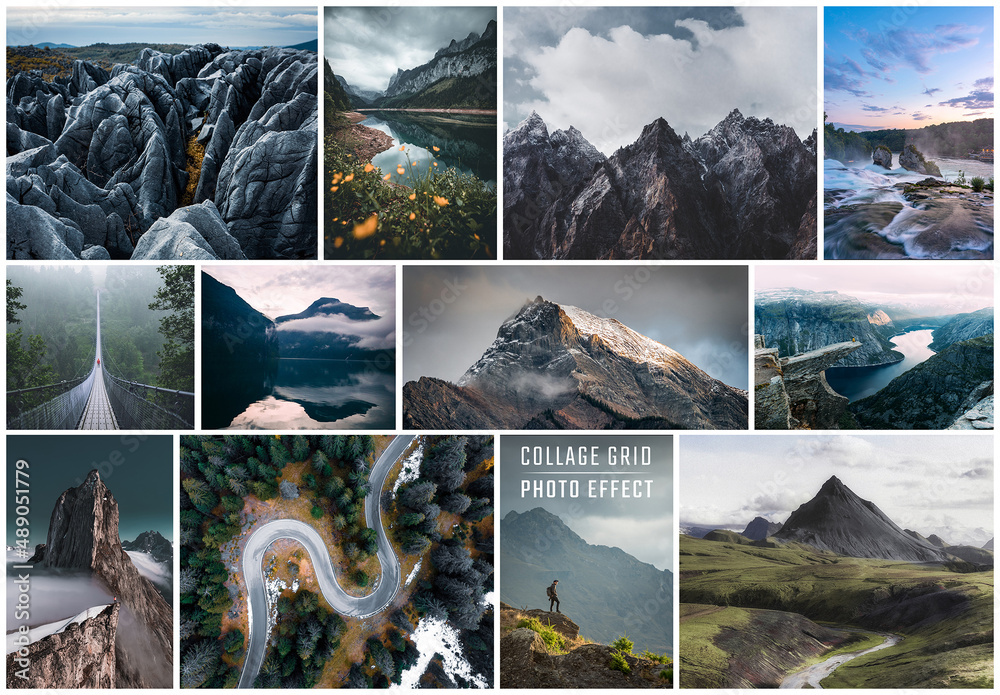 Photo Collage Frame Effect Mockup Stock Template Adobe Stock