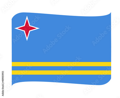 Aruba Flag National North America Emblem Ribbon Icon Vector Illustration Abstract Design Element