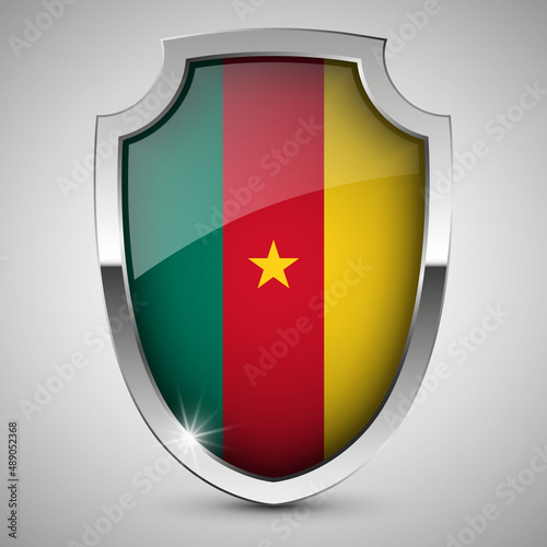 Free Download EPS10 Vector Patriotic shield with flag of Cameroon. - GFXLoad