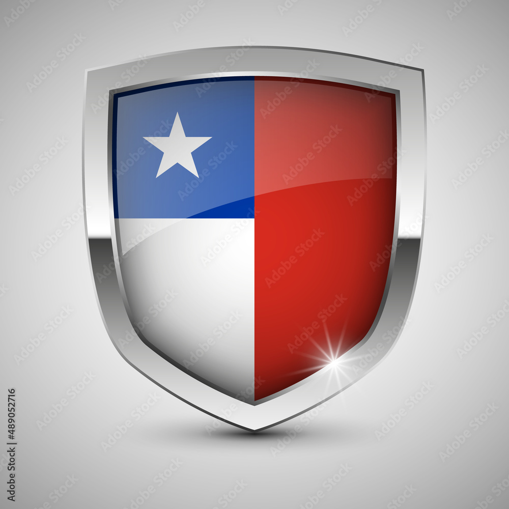 EPS10 Vector Patriotic shield with flag of Chile.