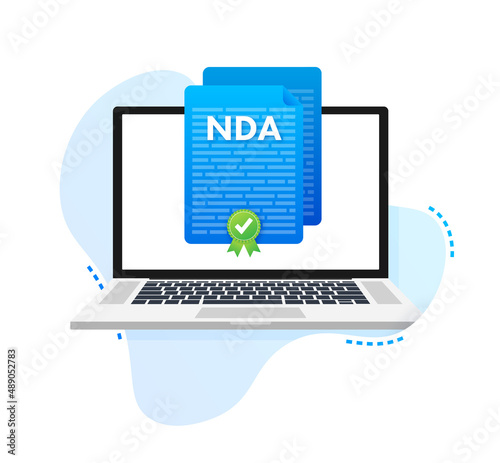 NDA Document, Non disclosure agreement, Privacy document. Vector stock illustration.