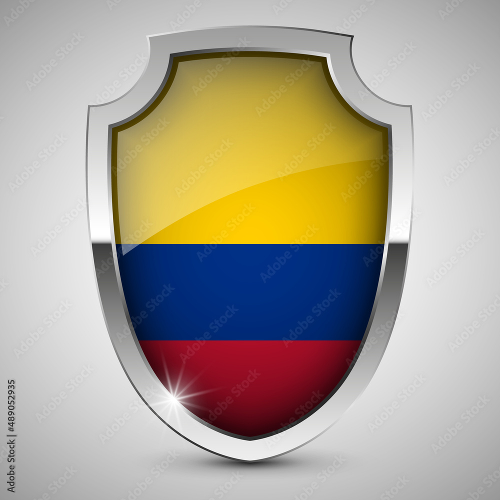 EPS10 Vector Patriotic shield with flag of Colombia. EPS10 Vector Patriotic shield with flag of Colombia.