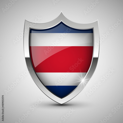 EPS10 Vector Patriotic shield with flag of Costarica. Free Download EPS10 Vector Patriotic shield with flag of Costarica. - GFXLoad