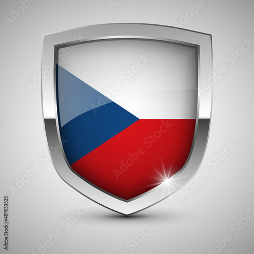 EPS10 Vector Patriotic shield with flag of CzechRepublic. Free Download EPS10 Vector Patriotic shield with flag of CzechRepublic. - GFXLoad
