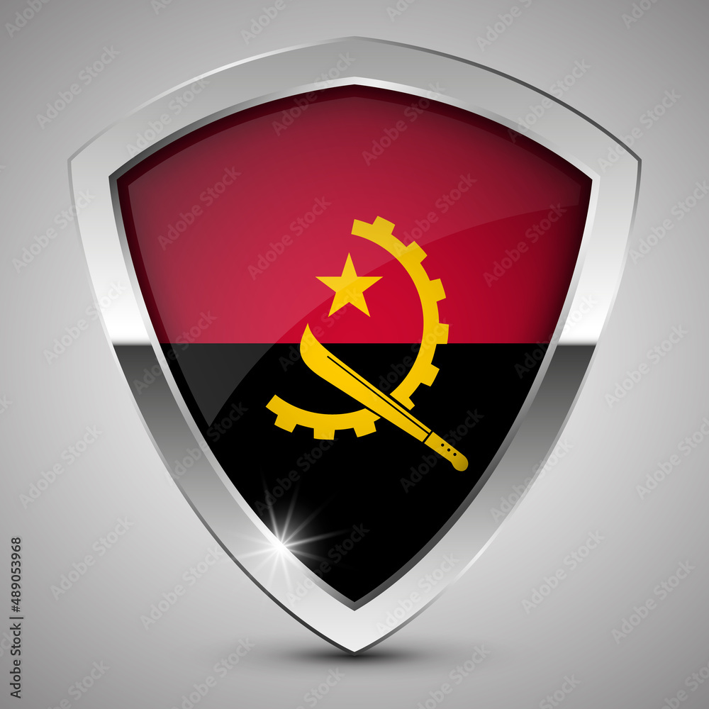 EPS10 Vector Patriotic shield with flag of Angola. EPS10 Vector Patriotic shield with flag of Angola.