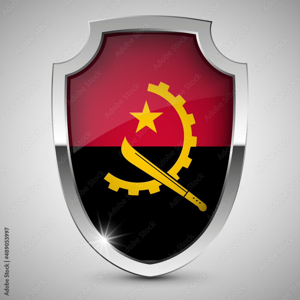 EPS10 Vector Patriotic shield with flag of Angola. EPS10 Vector Patriotic shield with flag of Angola.