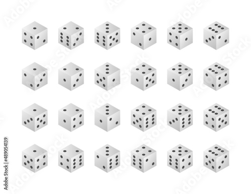 Dice collection. Game dice  cubes. Casino and betting. Vector stock illustration.