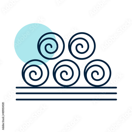 Round hay bales vector icon