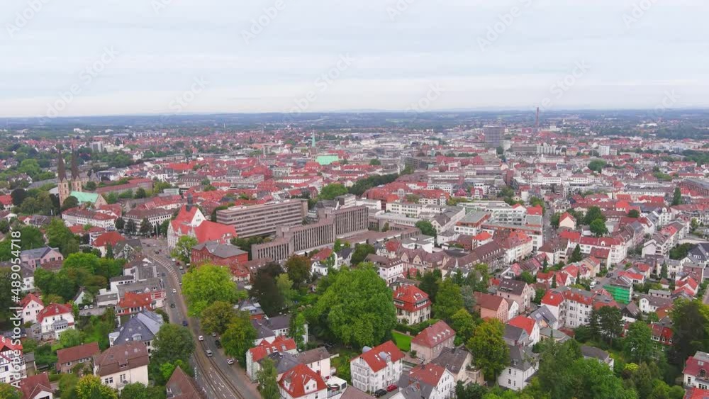 Bielefeld: Aerial view of city in Germany - landscape panorama of Europe from above Bielefeld: Aerial view of city in Germany - landscape panorama of Europe from above