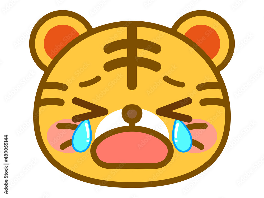 泣いているトラの顔アイコン_ベクター 泣いているトラの顔アイコン_ベクター