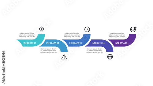 Creative concept for infographic with 5 steps, options, parts or processes. Business data visualization.