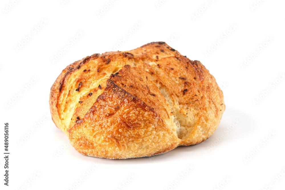 Loaf of bread isolated on white background. Whole bread.Crispy bread roll isolated against white background Loaf of bread isolated on white background. Whole bread.Crispy bread roll isolated against white background