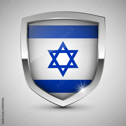 EPS10 Vector Patriotic shield with flag of Israel.